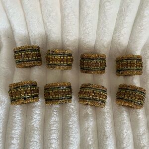 Napkin Holders~     Gold and Brown Beaded Napkin Holders